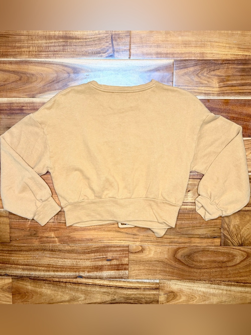 Zara Tan Cropped Sweatshirt with Buckle Belt - Picture 2 of 3